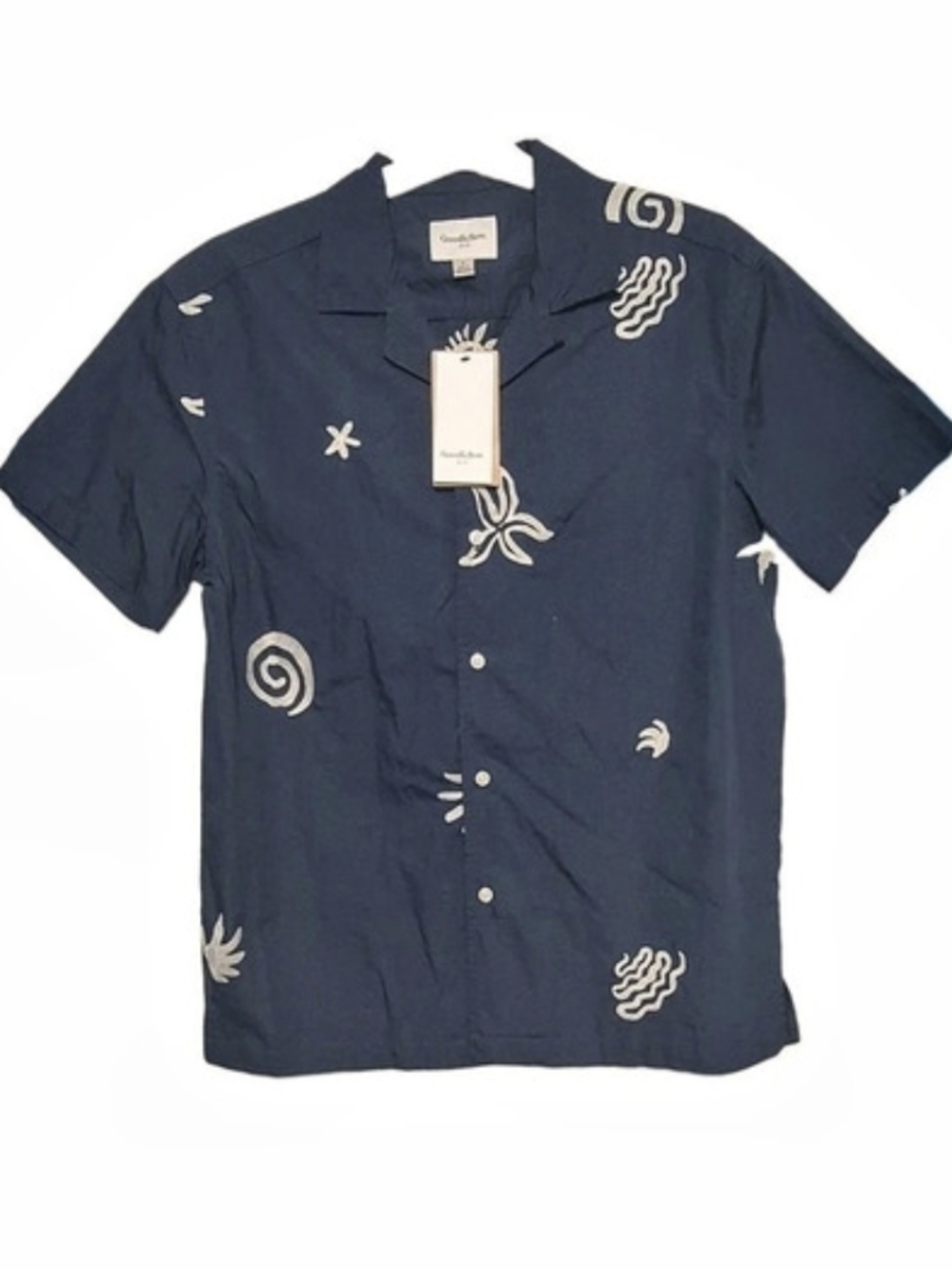 Goodfellow & Co Men'Small Abstract Button-Up Shirt in Blue & White Size Small N